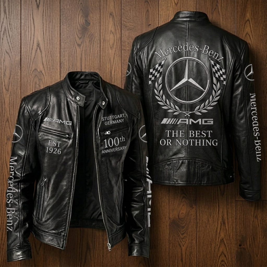 Merc 100TH Anniversary Edition Vintage Collar Leather Jacket