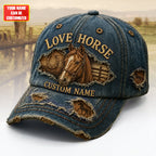 Personalized Love Horse Denim Classic Cap