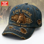 Personalized Love Horse Denim Classic Cap