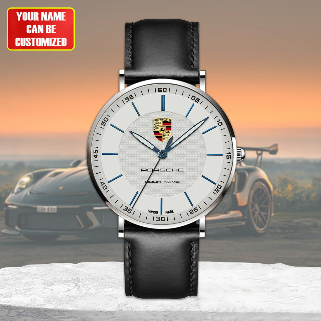 Personalized Pors Sapphire Leather Watch