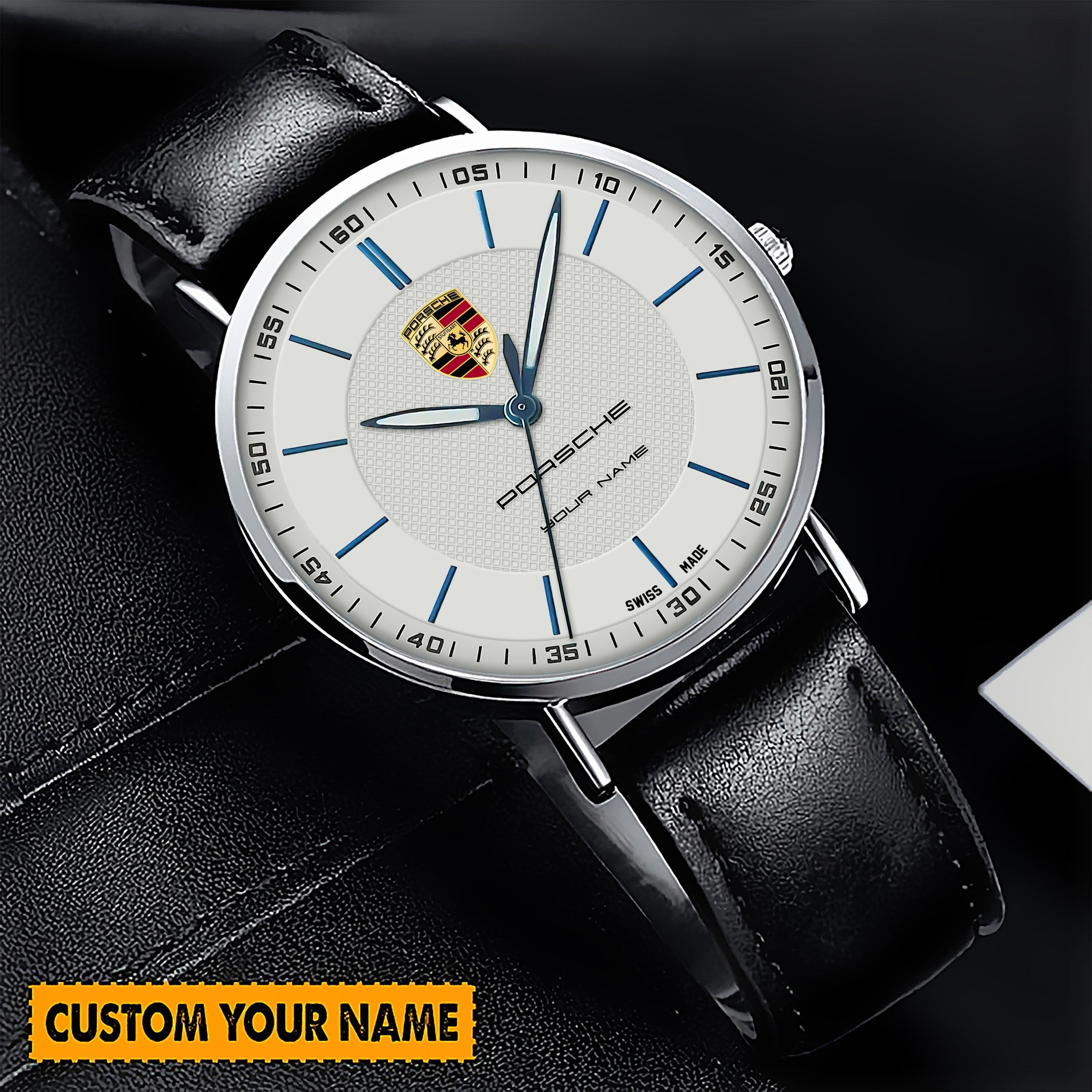 Personalized Pors Sapphire Leather Watch