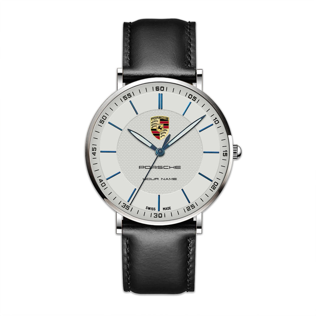 Personalized Pors Sapphire Leather Watch
