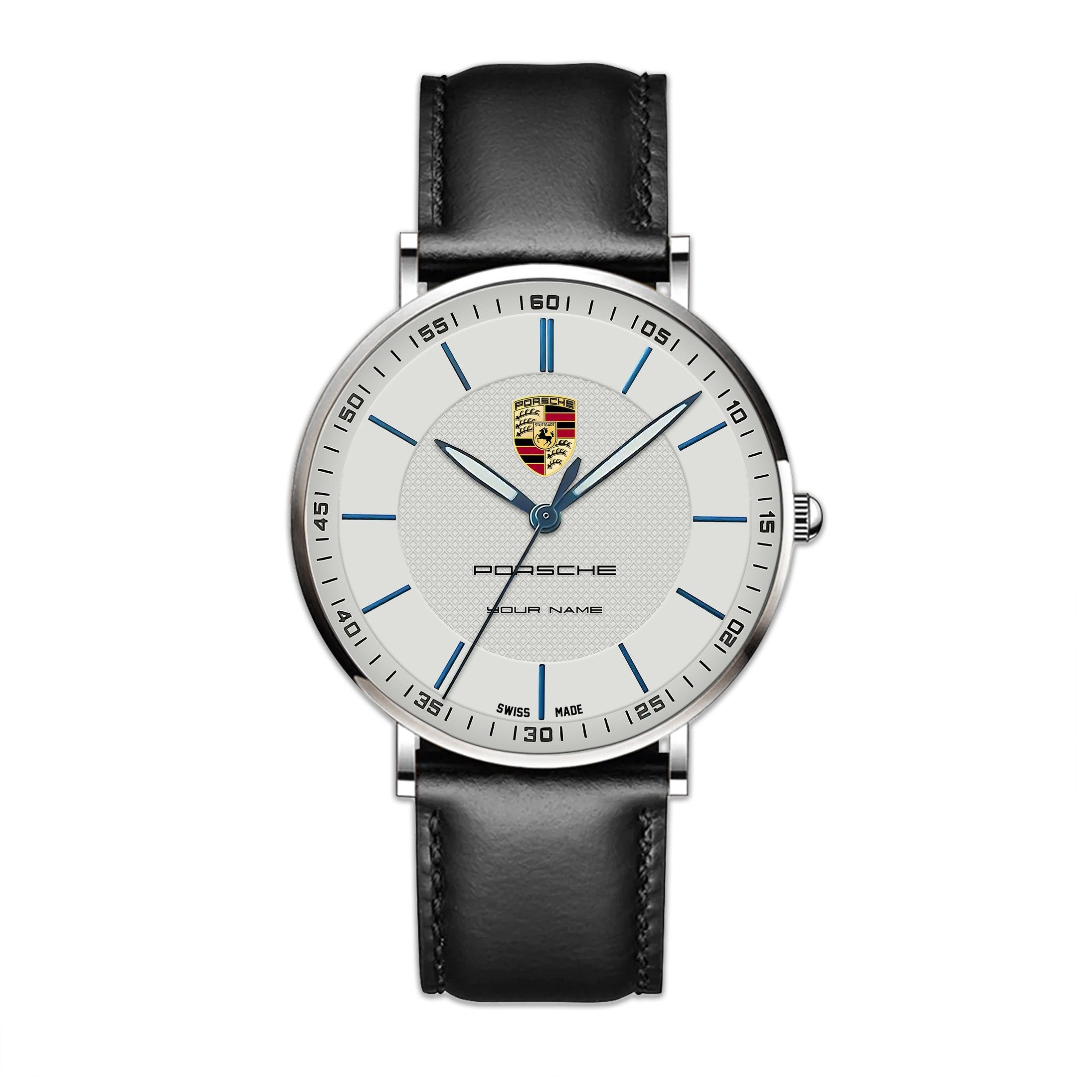 Personalized Pors Sapphire Leather Watch
