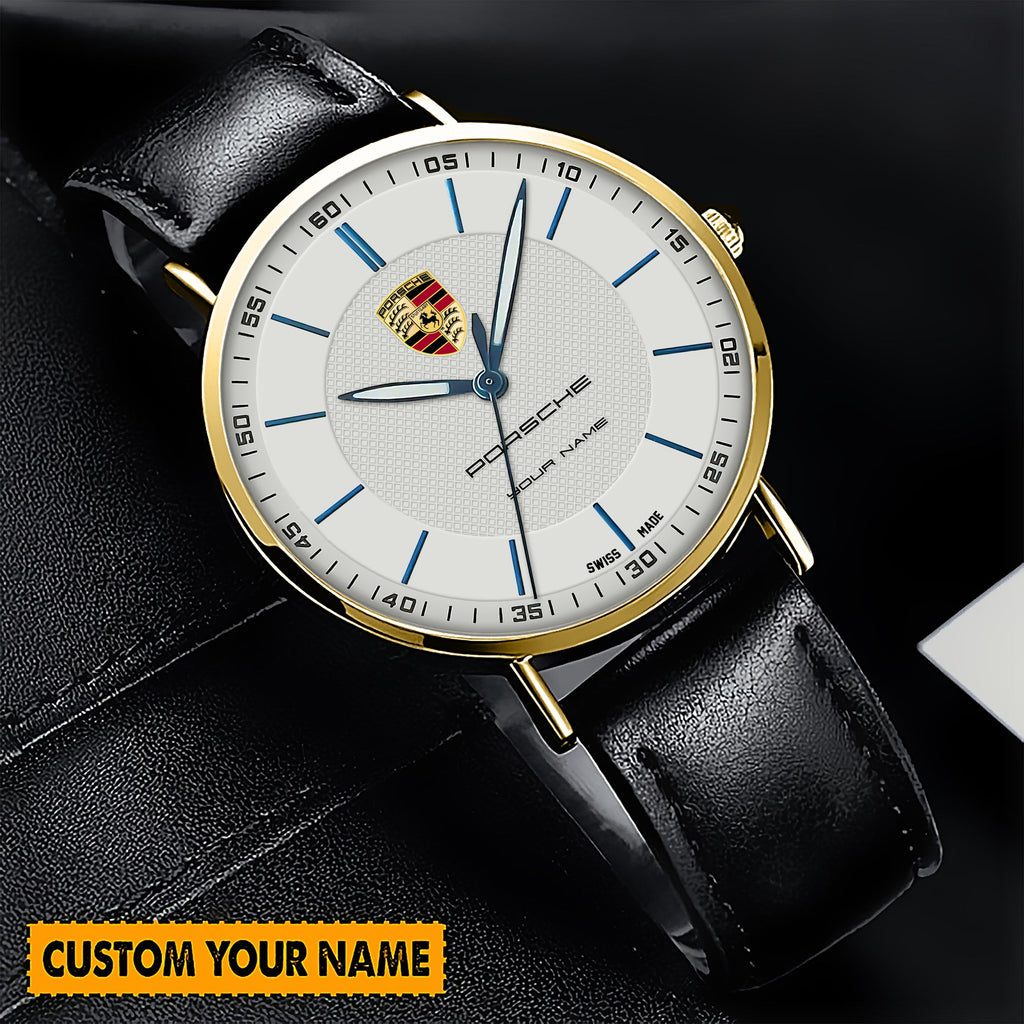 Personalized Pors Sapphire Leather Watch